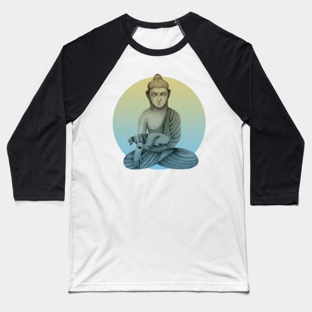 Buddha with dog 3 Baseball T-Shirt by KindSpirits